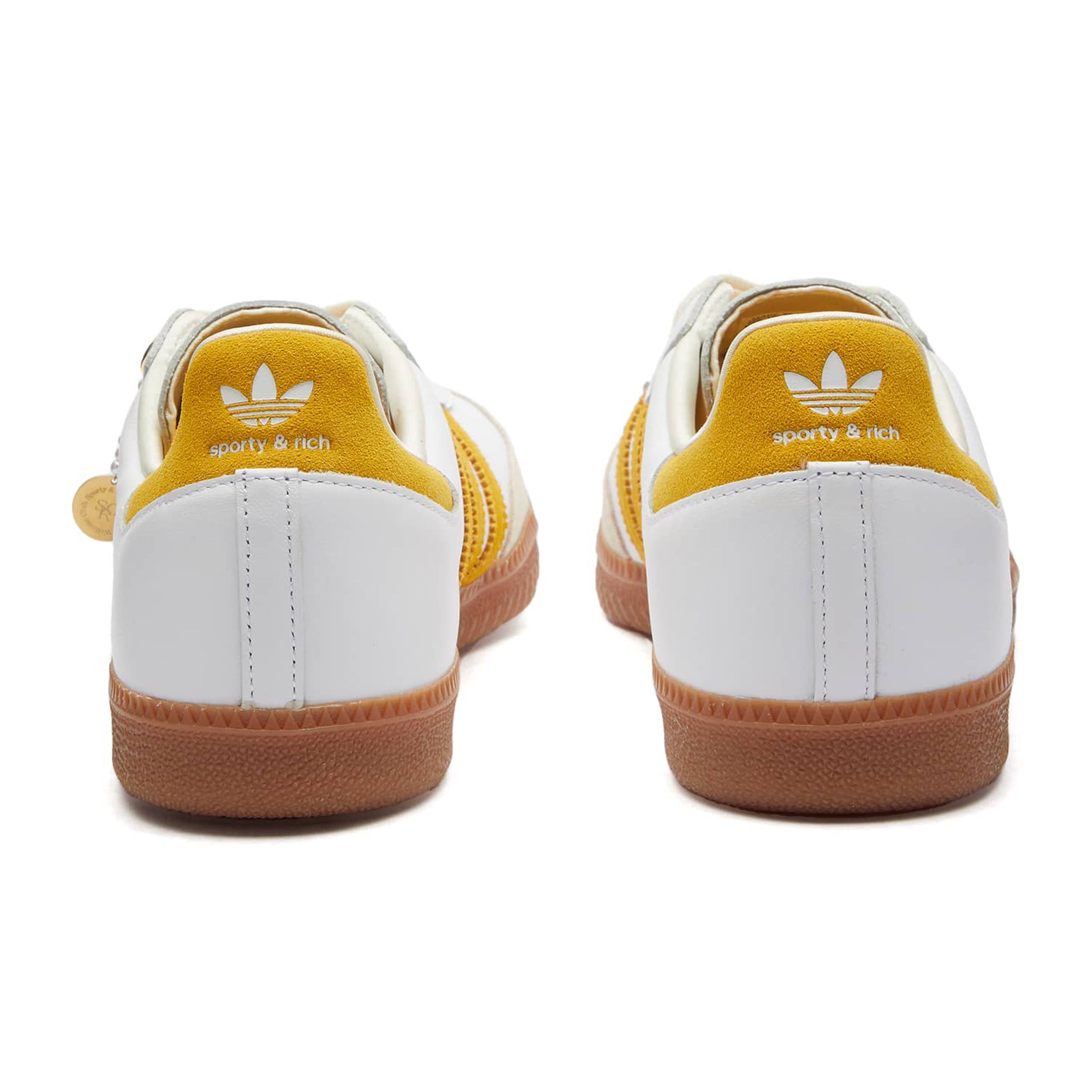 Back side view of Adidas Samba OG Sporty & Rich White Bold Gold IF5661
